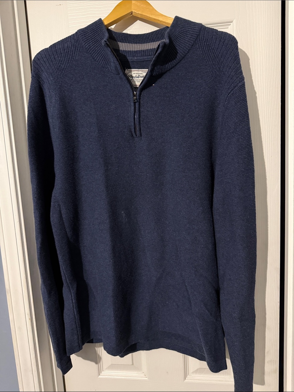 Men's Half-Zip Knit Pullover Sweater - Navy